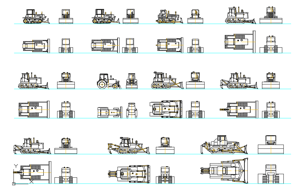 Blocos FP: Biblioteca CAD Tratores Esteira